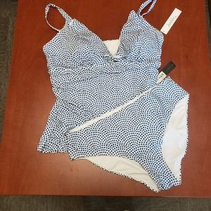 Nicole Miller Plus Size Two Piece Swimsuit Ruffled Chest Ruched